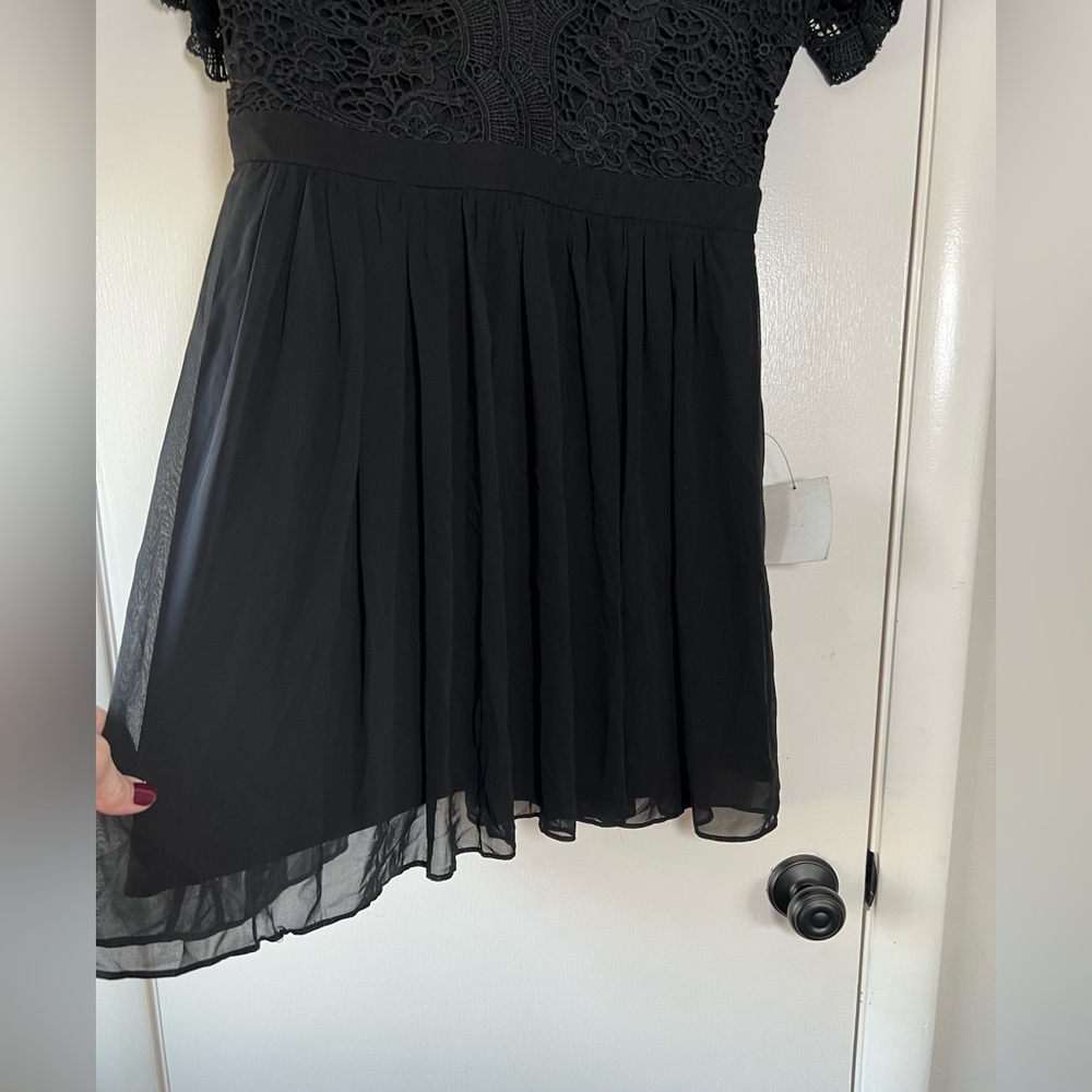 New! Lulu’s Angel in Disguise Lace Skater Dress Solid Black LBD Size XL - Picture 7 of 15